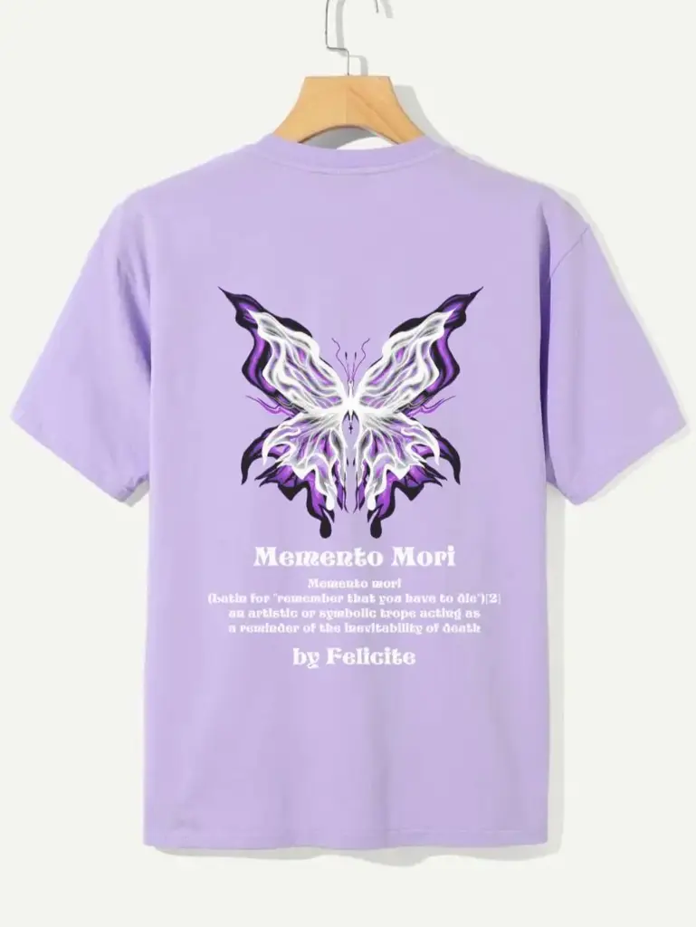 Butterfly print purple oversized t-shirt