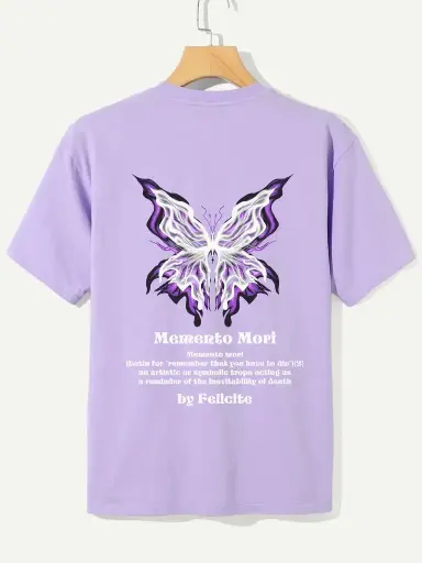 Butterfly print purple oversized t-shirt